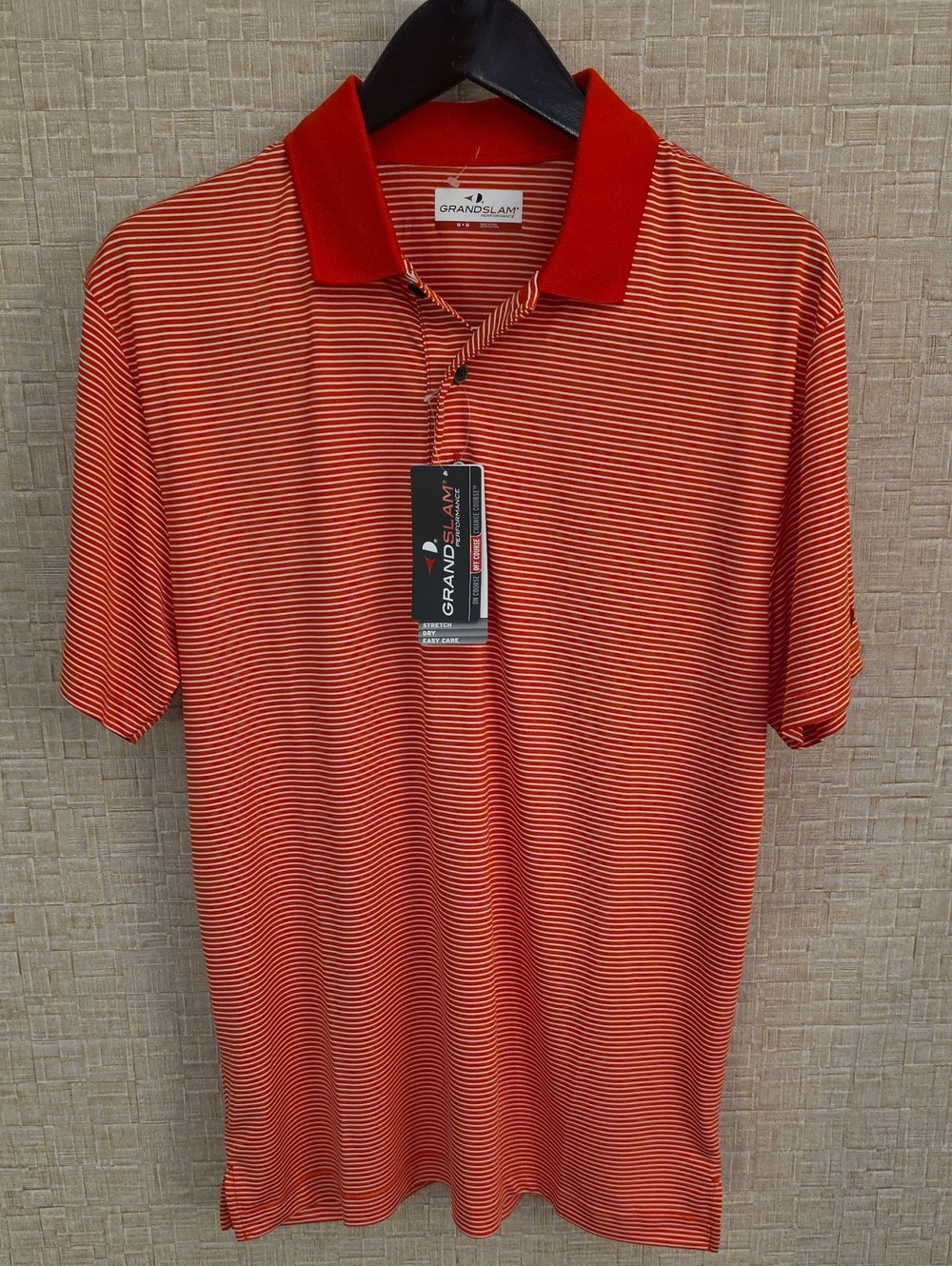 Grand Slam Red and White Thin-Strip Golf Polo NWT $45